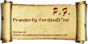 Prandorfy Ferdinánd névjegykártya